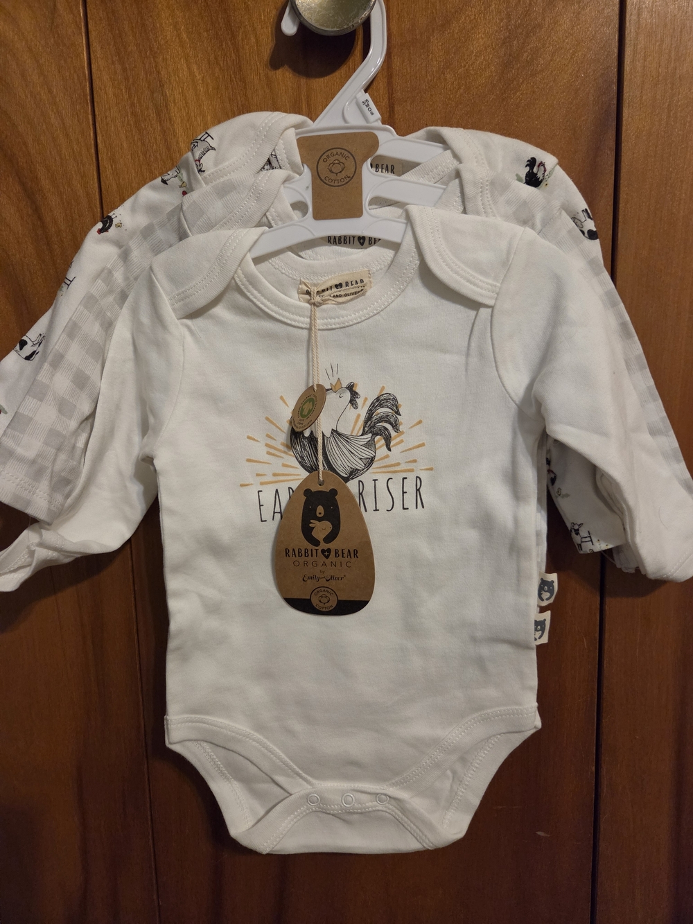 Gender Neutral Farm Themed Long-Sleeve Onesie 3 Pack